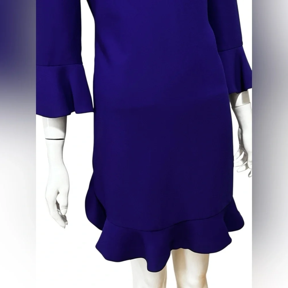 Kate Spade Womens Purple Shift Crepe Dress S 6 Ruffle Bell Sleeve Cocktail. L—10